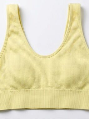 AERIE Ribbed Scoop Bralette in Yellow Green